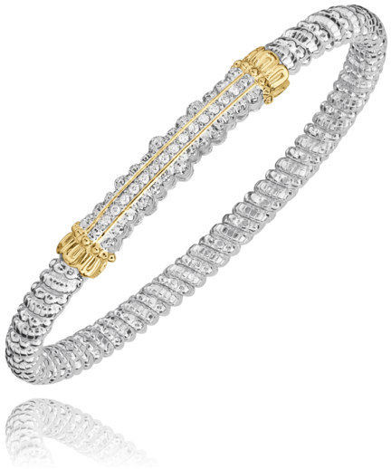 Vahan Silver and 14K Yellow Gold 0.14 CTW Diamond Closed Band Bracelet