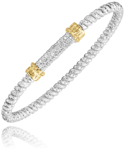 Vahan Silver and 14K Yellow Gold 0.20 CTW Diamond Closed Band Bracelet