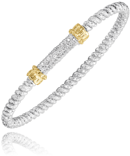Vahan Silver and 14K Yellow Gold 0.20 CTW Diamond Closed Band Bracelet