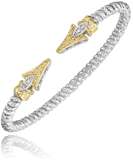 Vahan Silver and 14K Yellow Gold 0.04 CTW Diamond Open Bracelet