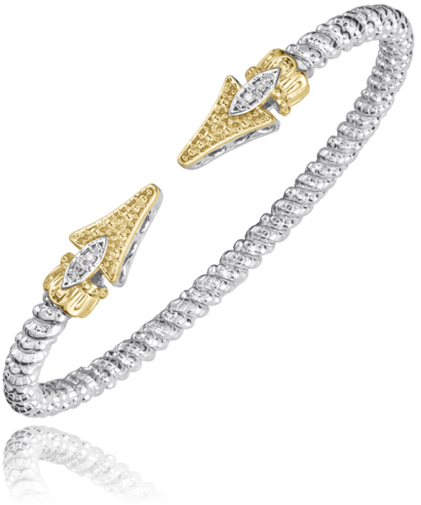 Vahan Silver and 14K Yellow Gold 0.04 CTW Diamond Open Bracelet