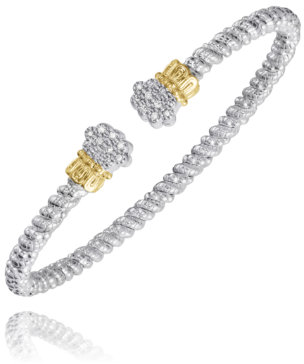 Vahan Silver and 14K Yellow Gold 0.14 CTW Diamond Open Bracelet