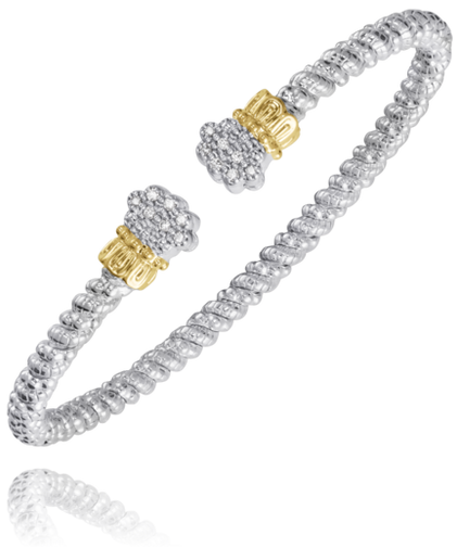 Vahan Silver and 14K Yellow Gold 0.14 CTW Diamond Open Bracelet