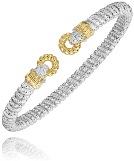 Vahan Silver and 14K Yellow Gold 0.12 CTW Diamond Open Bracelet