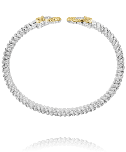Vahan Silver and 14K Yellow Gold 0.12 CTW Diamond Open Bracelet