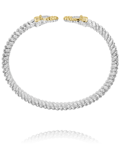Vahan Silver and 14K Yellow Gold 0.12 CTW Diamond Open Bracelet