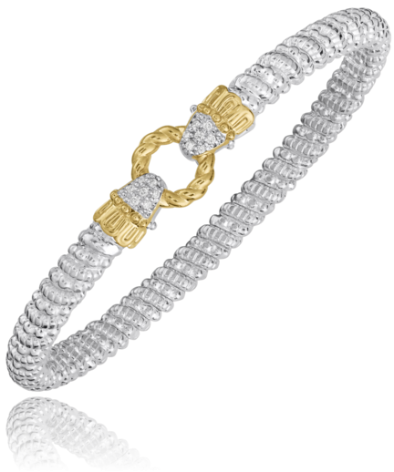 Vahan Silver and 14K Yellow Gold 0.12 CTW Diamond Closed Band Bracelet