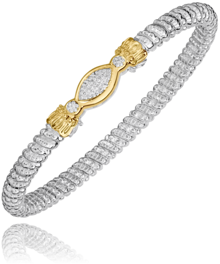 Vahan Silver and 14K Yellow Gold 0.12 CTW Diamond Closed Band Bracelet