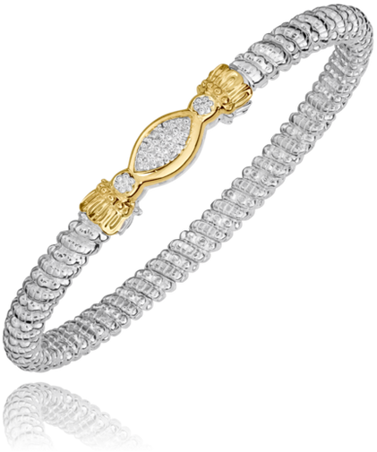 Vahan Silver and 14K Yellow Gold 0.12 CTW Diamond Closed Band Bracelet