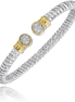 Vahan Silver and 14K Yellow Gold 0.13 CTW Diamond Open Bracelet
