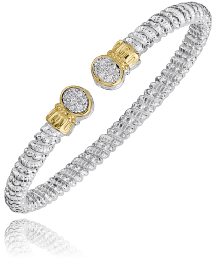 Vahan Silver and 14K Yellow Gold 0.13 CTW Diamond Open Bracelet