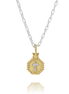 Vahan Silver and 14K Yellow Gold 0.03 CTW Diamond Cross Medallion Necklace