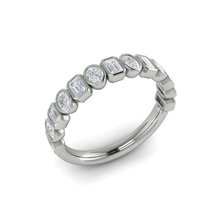 Vlora 14K White Gold 1.11 CTW Geometric Bezel-Set Stackable Band