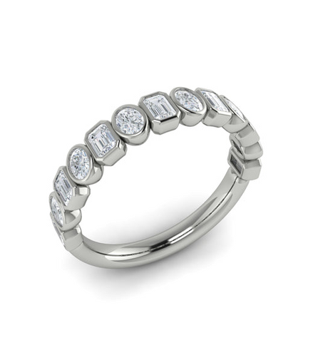 Vlora 14K White Gold 1.11 CTW Geometric Bezel-Set Stackable Band