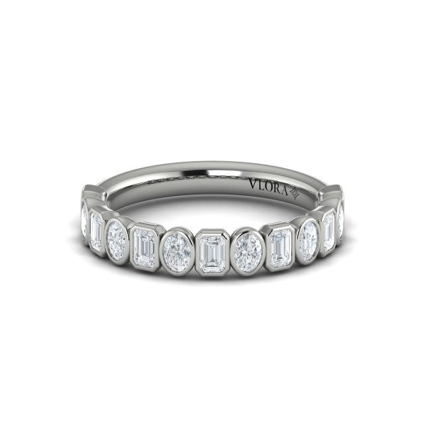 Vlora 14K White Gold 1.11 CTW Geometric Bezel-Set Stackable Band