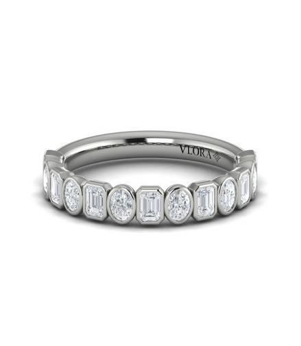 Vlora 14K White Gold 1.11 CTW Geometric Bezel-Set Stackable Band
