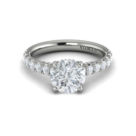 Vlora 14K White Gold 0.82 CTW Timeless Cathedral Semi-Mount Engagement Ring with Hidden Halo