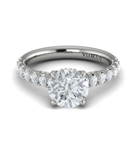 Vlora 14K White Gold 0.82 CTW Timeless Cathedral Semi-Mount Engagement Ring with Hidden Halo