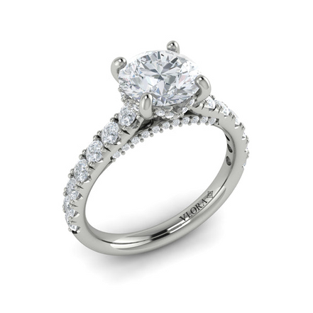 Vlora 14K White Gold 0.82 CTW Timeless Cathedral Semi-Mount Engagement Ring with Hidden Halo