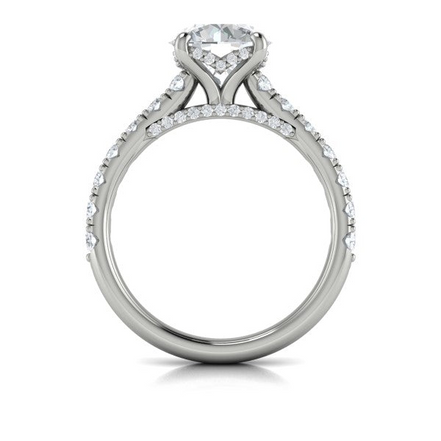 Vlora 14K White Gold 0.82 CTW Timeless Cathedral Semi-Mount Engagement Ring with Hidden Halo