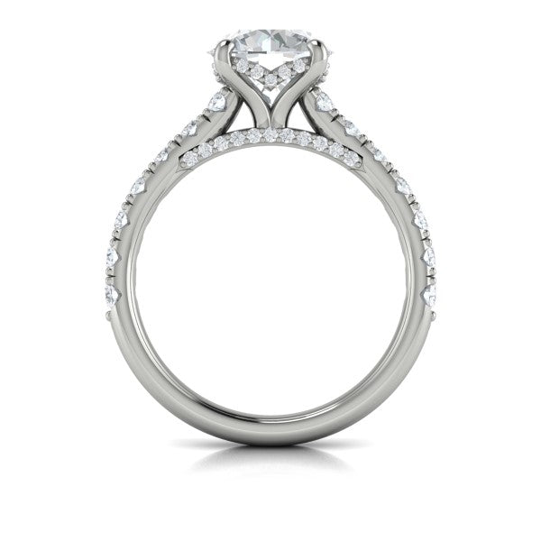 Vlora 14K White Gold 0.82 CTW Timeless Cathedral Semi-Mount Engagement Ring with Hidden Halo