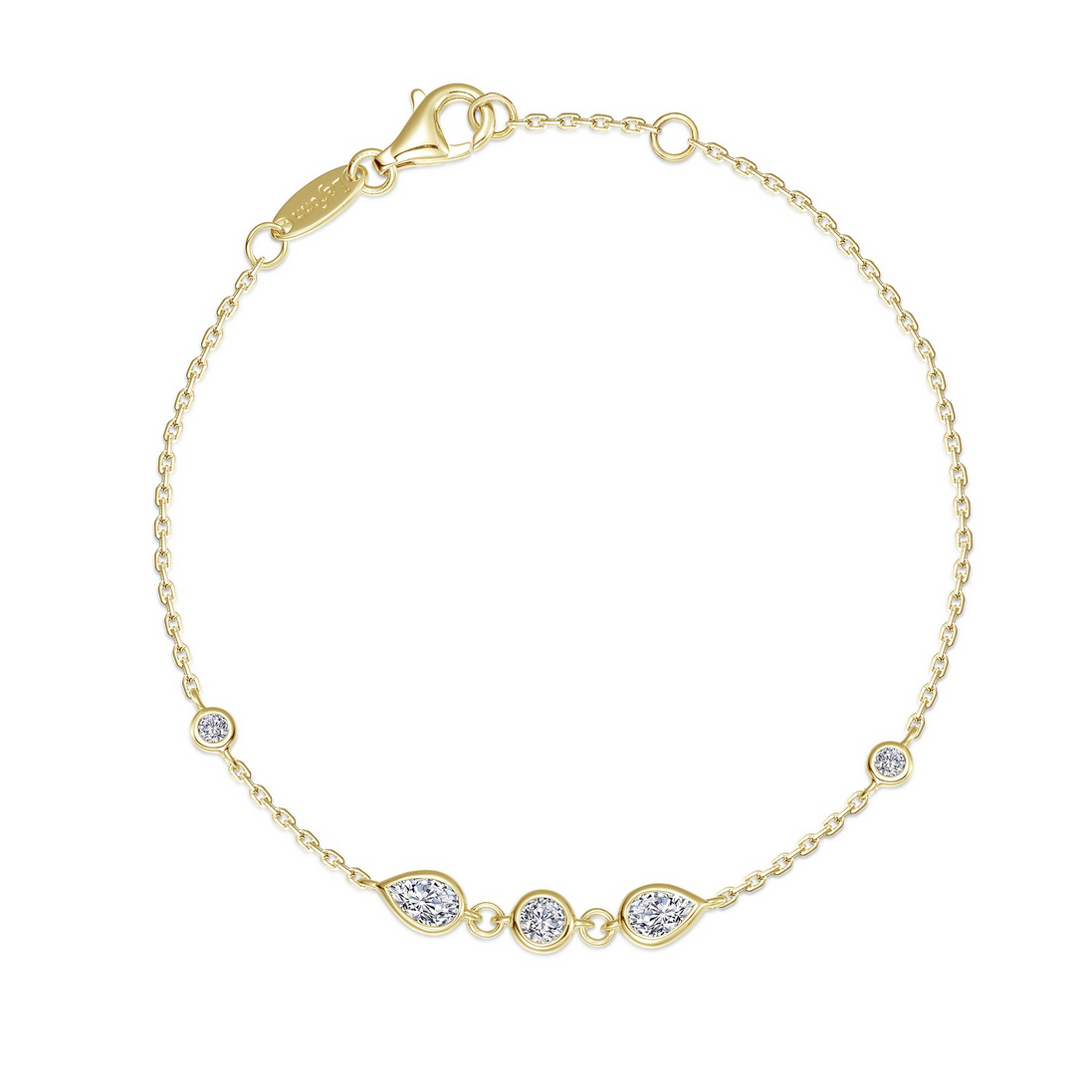 Lafonn Gold-Plated 0.57 CTW Simulated Diamond East-West Bezel Set Teardrop Station Bracelet