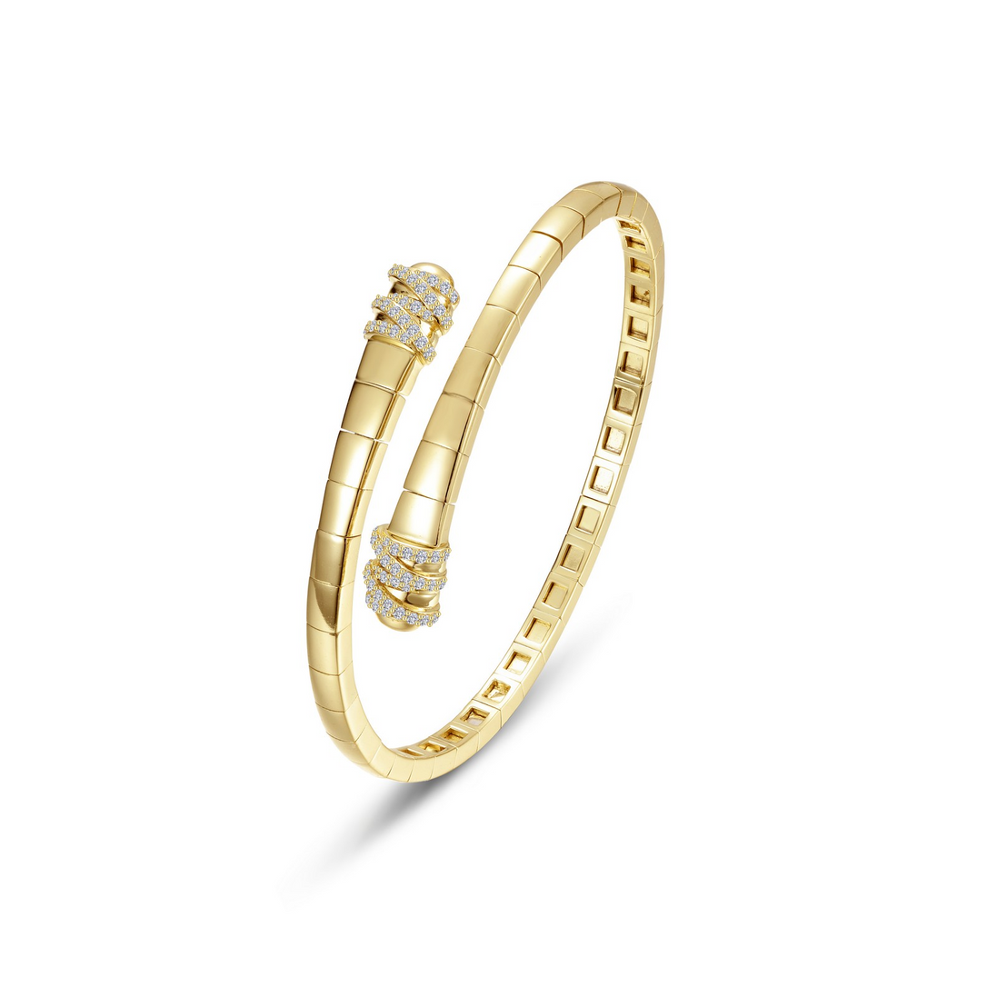 Lafonn Gold-Plated 0.44 CTW Simulated Diamond Ribbon Bypass Flexible Bangle Bracelet