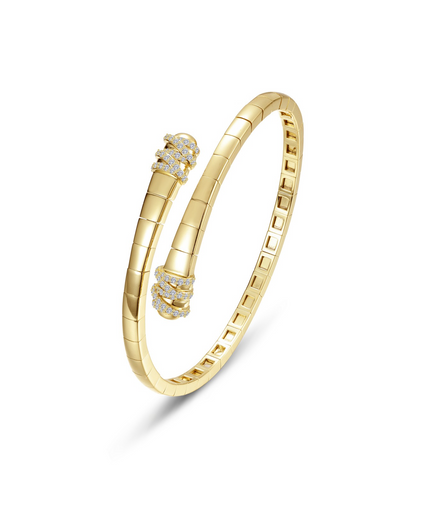 Lafonn Gold-Plated 0.44 CTW Simulated Diamond Ribbon Bypass Flexible Bangle Bracelet