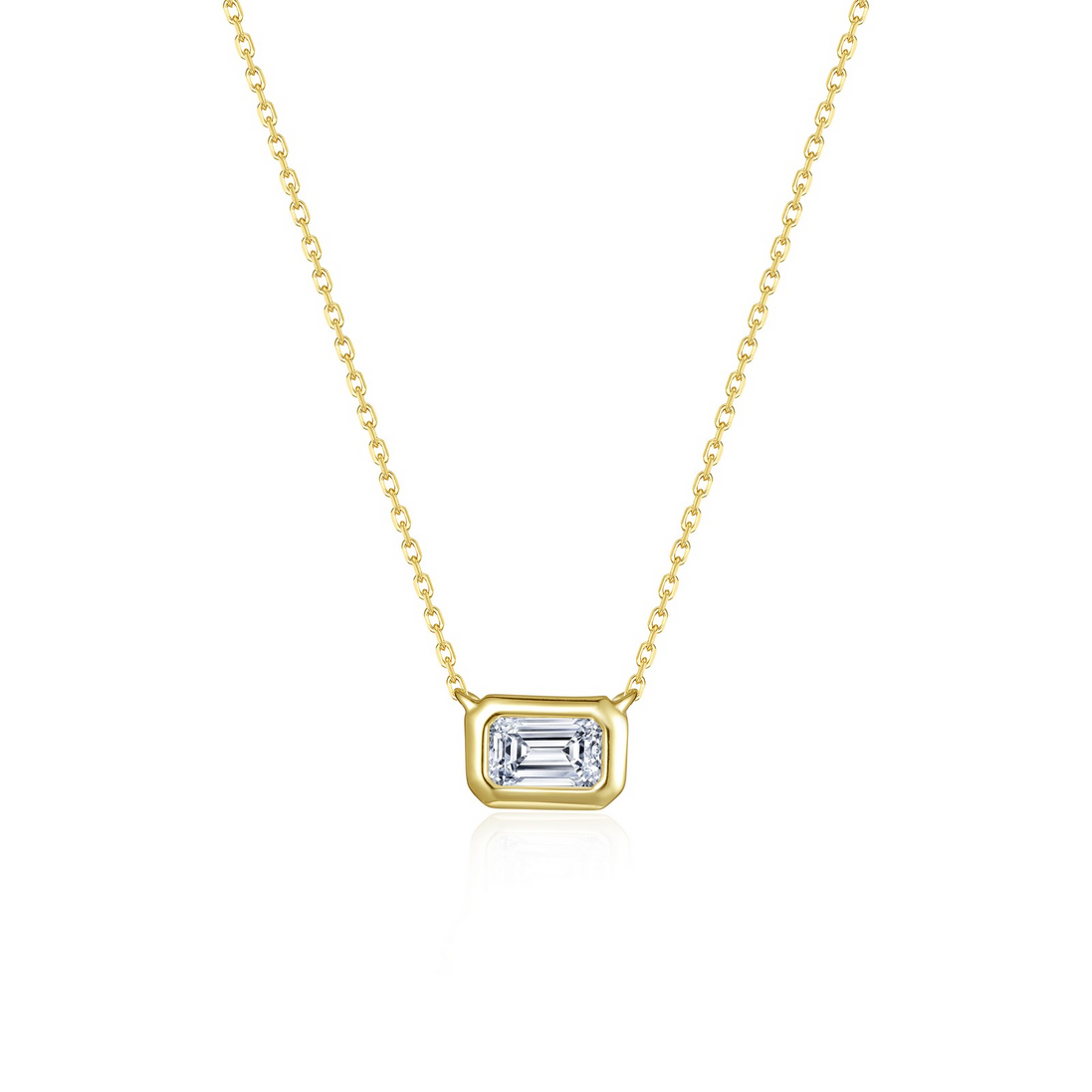 Lafonn Gold-Plated 0.54 CTW Simulated Diamond Emerald East-West Solitaire Chocker Necklace