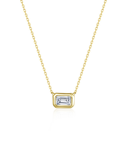 Lafonn Gold-Plated 0.54 CTW Simulated Diamond Emerald East-West Solitaire Chocker Necklace