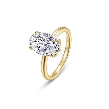 Lafonn Gold-Plated 2.99 CTW Simulated Diamond Poise Oval-Cut Solitaire Ring