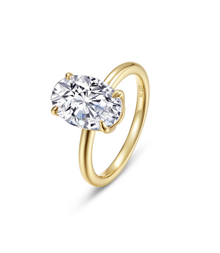 Lafonn Gold-Plated 2.99 CTW Simulated Diamond Poise Oval-Cut Solitaire Ring