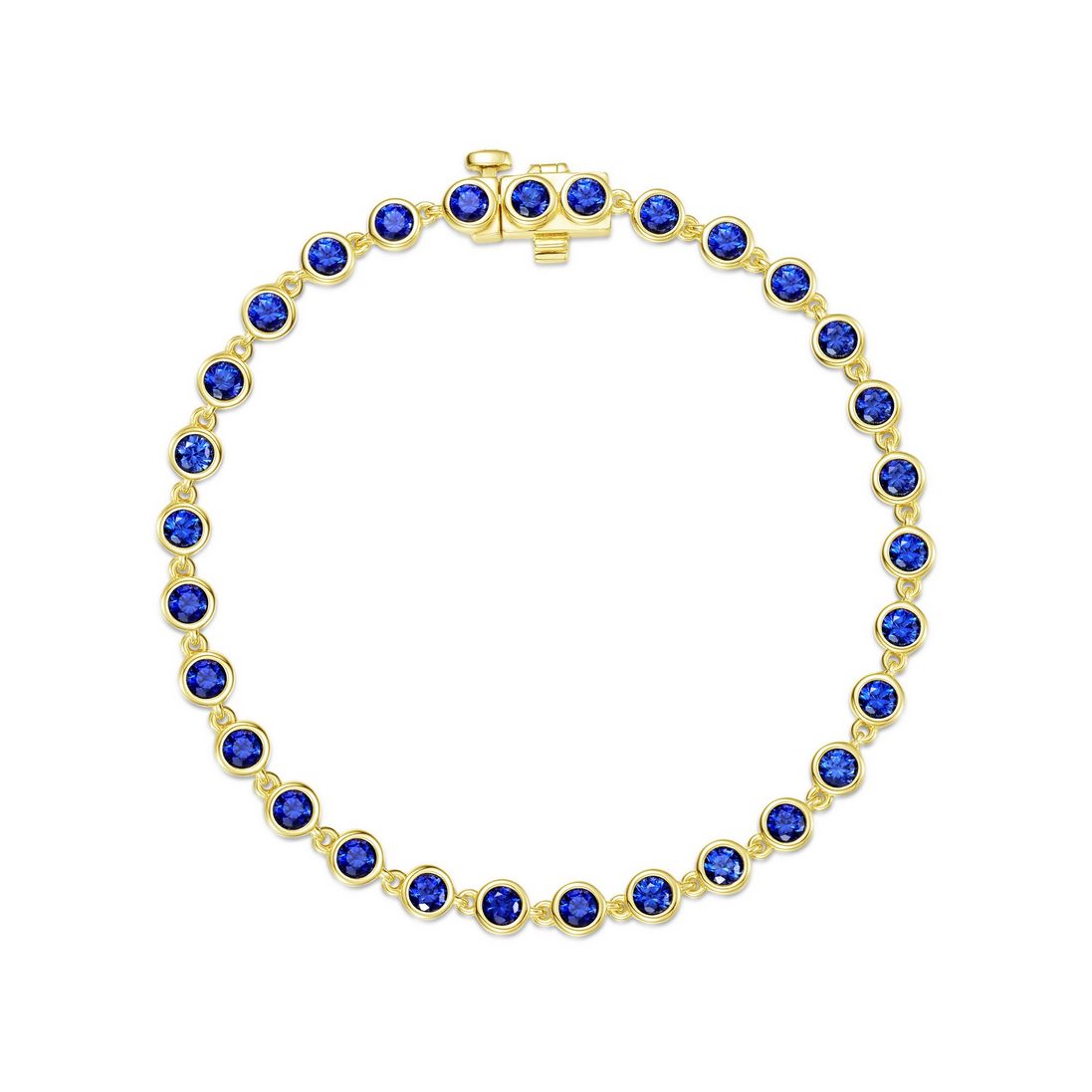 Lafonn Gold-Plated 3.30 CTW Simulated Diamond and Lab Grown Blue Sapphire Bezel Strand Bracelet