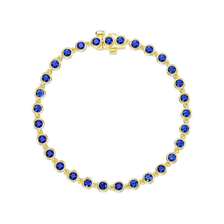 Lafonn Gold-Plated 3.30 CTW Simulated Diamond and Lab Grown Blue Sapphire Bezel Strand Bracelet