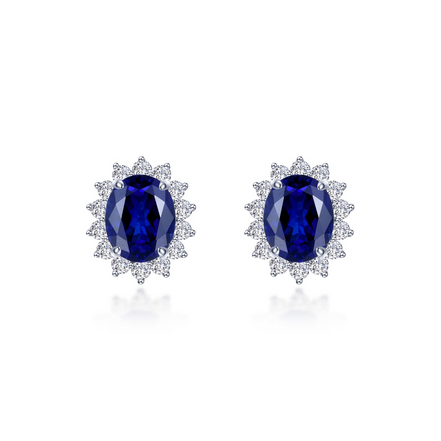 Lafonn 6.2 CTW Simulated Diamond and Lab Grown Sapphire Halo Stud Earrings