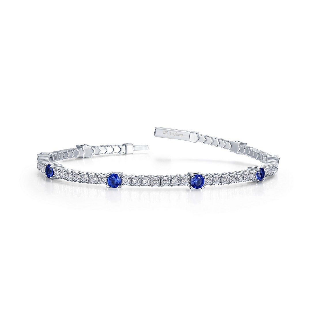 Lafonn 3.25 CTW Simulated Diamond and Lab Grown Sapphire Station Flexible Tennis Bracelet