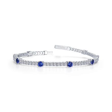 Lafonn 3.25 CTW Simulated Diamond and Lab Grown Sapphire Station Flexible Tennis Bracelet