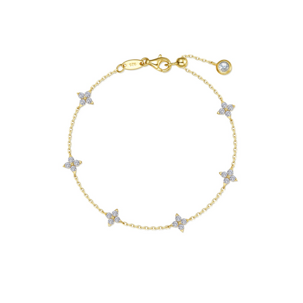 Lafonn Gold-Plated 1.45 CTW Simulated Diamond Trillium Station Bracelet