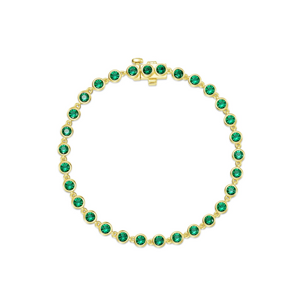 Lafonn Gold-Plated 3.30 CTW Simulated Diamond and Simulated Emerald Bezel Strand Bracelet