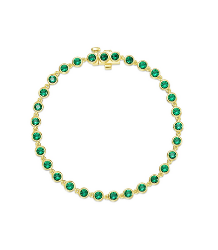 Lafonn Gold-Plated 3.30 CTW Simulated Diamond and Simulated Emerald Bezel Strand Bracelet