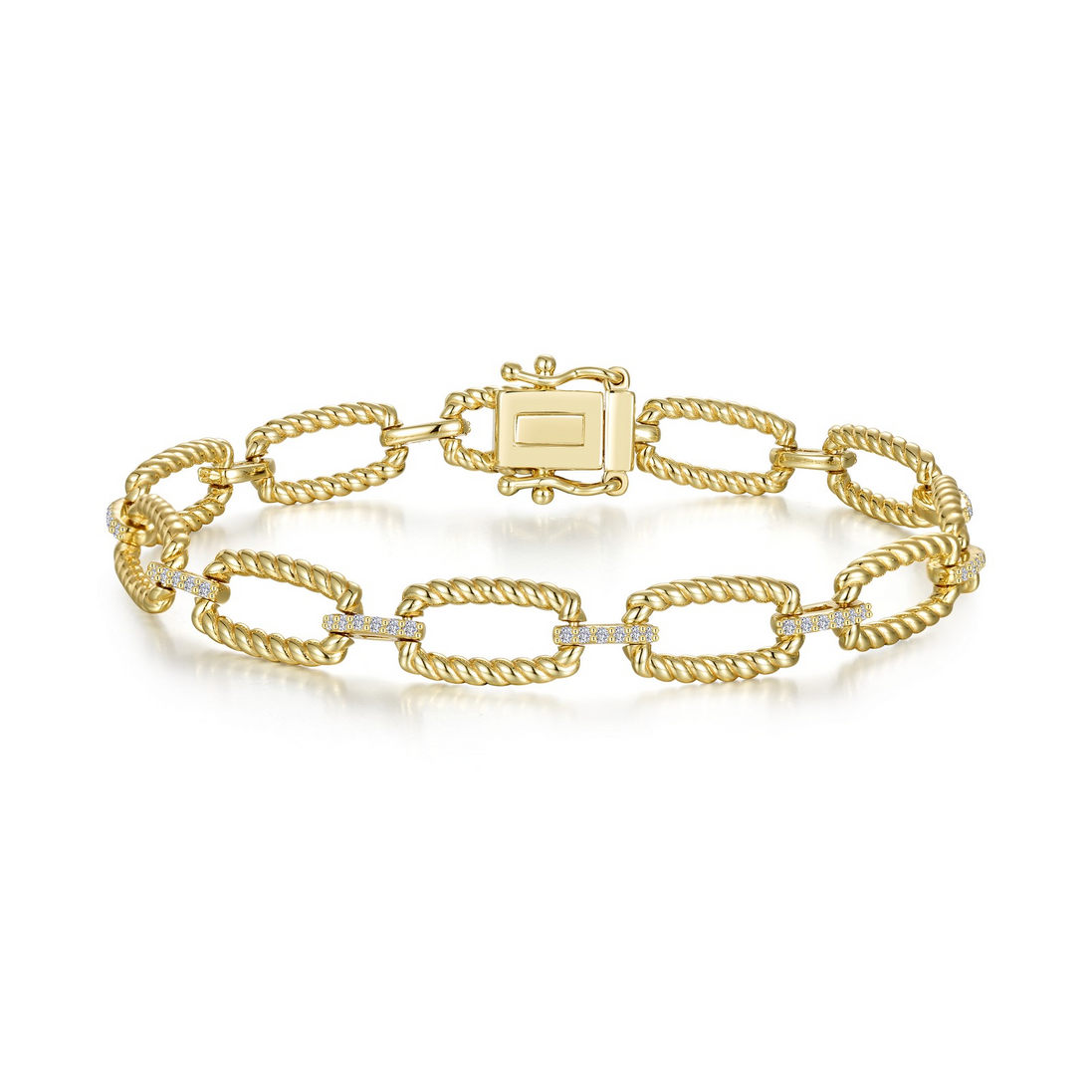 Lafonn Gold-Plated 0.65 CTW Simulated Diamond Retangle Shape Cable Link Bracelet
