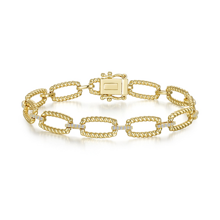 Lafonn Gold-Plated 0.65 CTW Simulated Diamond Retangle Shape Cable Link Bracelet
