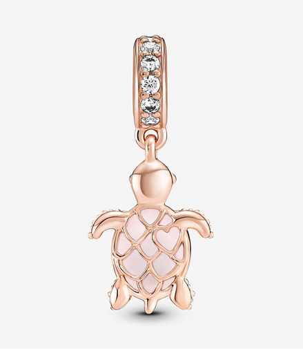 Pandora Moments Murano Glass Pink Sea Turtle Dangle Charm