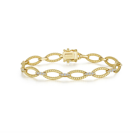 Lafonn Gold-Plated 0.75 CTW Simulated Diamond Marquise Shape Cable Link Bracelet