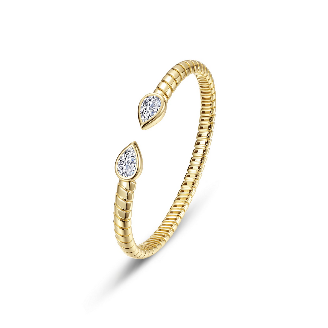 Lafonn Gold-Plated 2.66 CTW Simulated Diamond Bezel Teardrop Cuff Bracelet