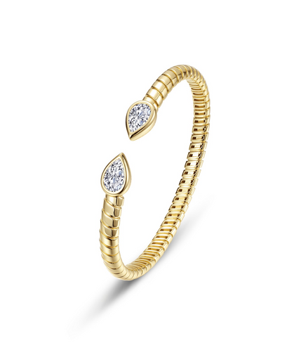 Lafonn Gold-Plated 2.66 CTW Simulated Diamond Bezel Teardrop Cuff Bracelet