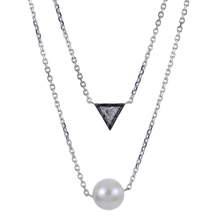 Imperial Pearl Silver 0.18 CTW Lab Grown Diamond and Freshwater Pearl Necklace