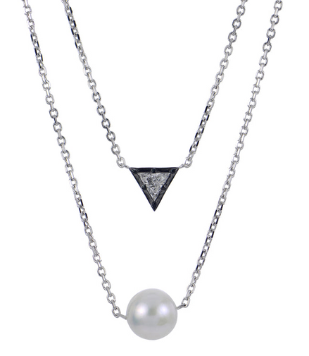 Imperial Pearl Silver 0.18 CTW Lab Grown Diamond and Freshwater Pearl Necklace