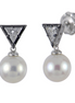 Imperial Pearl Silver 0.36 CTW Lab Grown Diamond and Freshwater Pearl Earrings