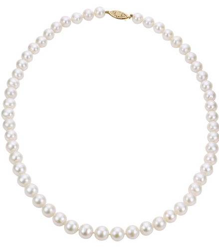 14K Yellow Gold "A" Quality Freshwater Pearl Strand Choker Necklace